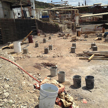 First Foundation bases poured and rebar reinforcement for retaining wall March 22, 2016